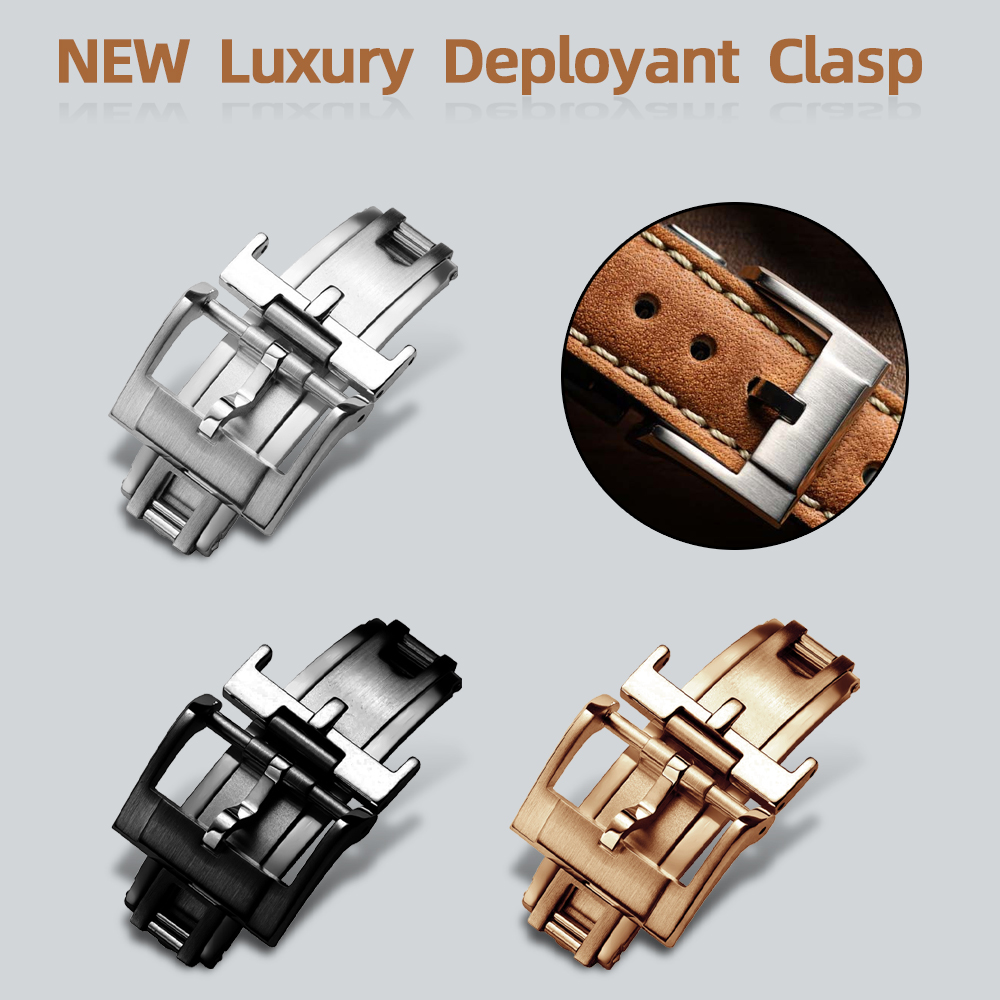 Luxury Watch Green - NUOVO Chiusura Deployante di Lusso 16mm
