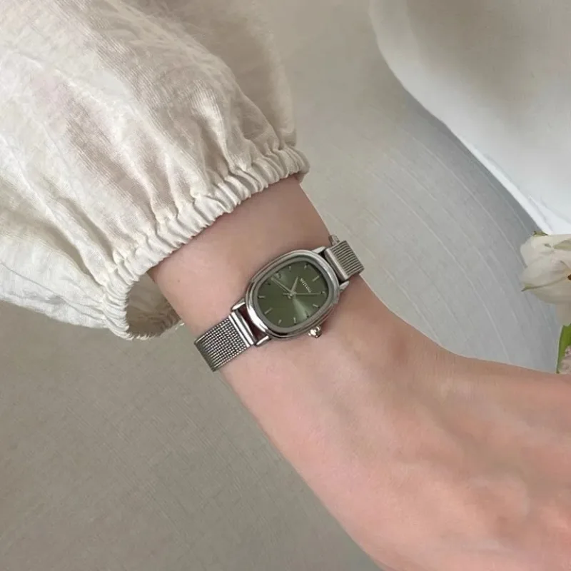 Luxury Watch Girl - Piccolo quadrante ovale verde orologio semplice